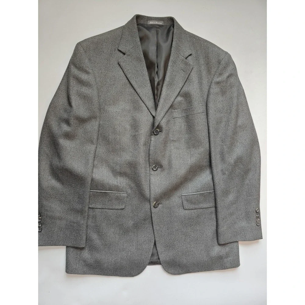 Oscar De La Renta Mens Wool Cashmere Blazer Sport Coat 40R Gray 3 Button L502